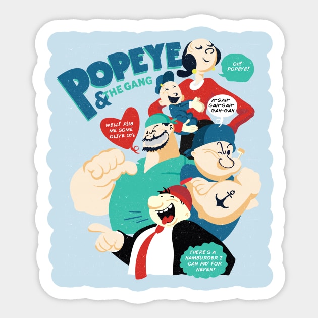 Popeye and the Gang Sticker by hoooyaa